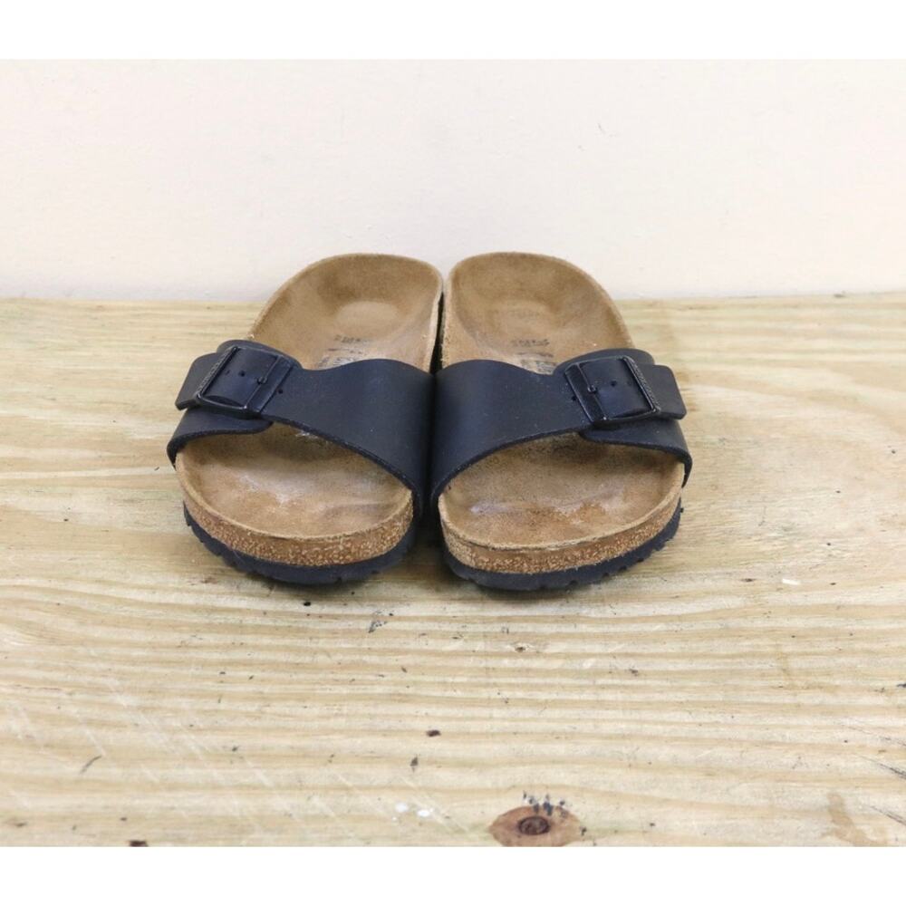 Birkenstock Sandals 8 Narrow Madrid sandals Black Birko-Flor Slides Buckle Shoes - Picture 2 of 6